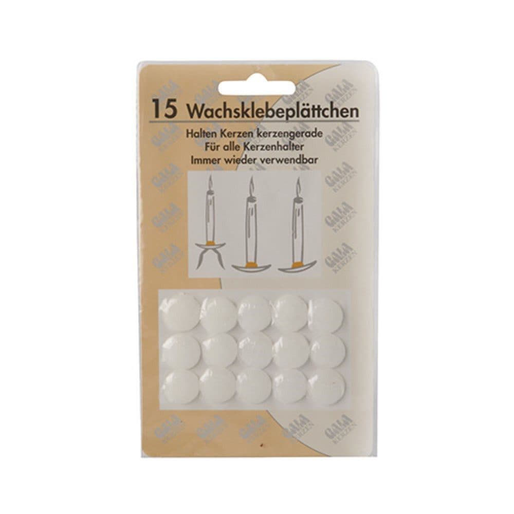 PAPSTAR Kerzenständer 15 Wachsklebeplättchen 15 mm weiss