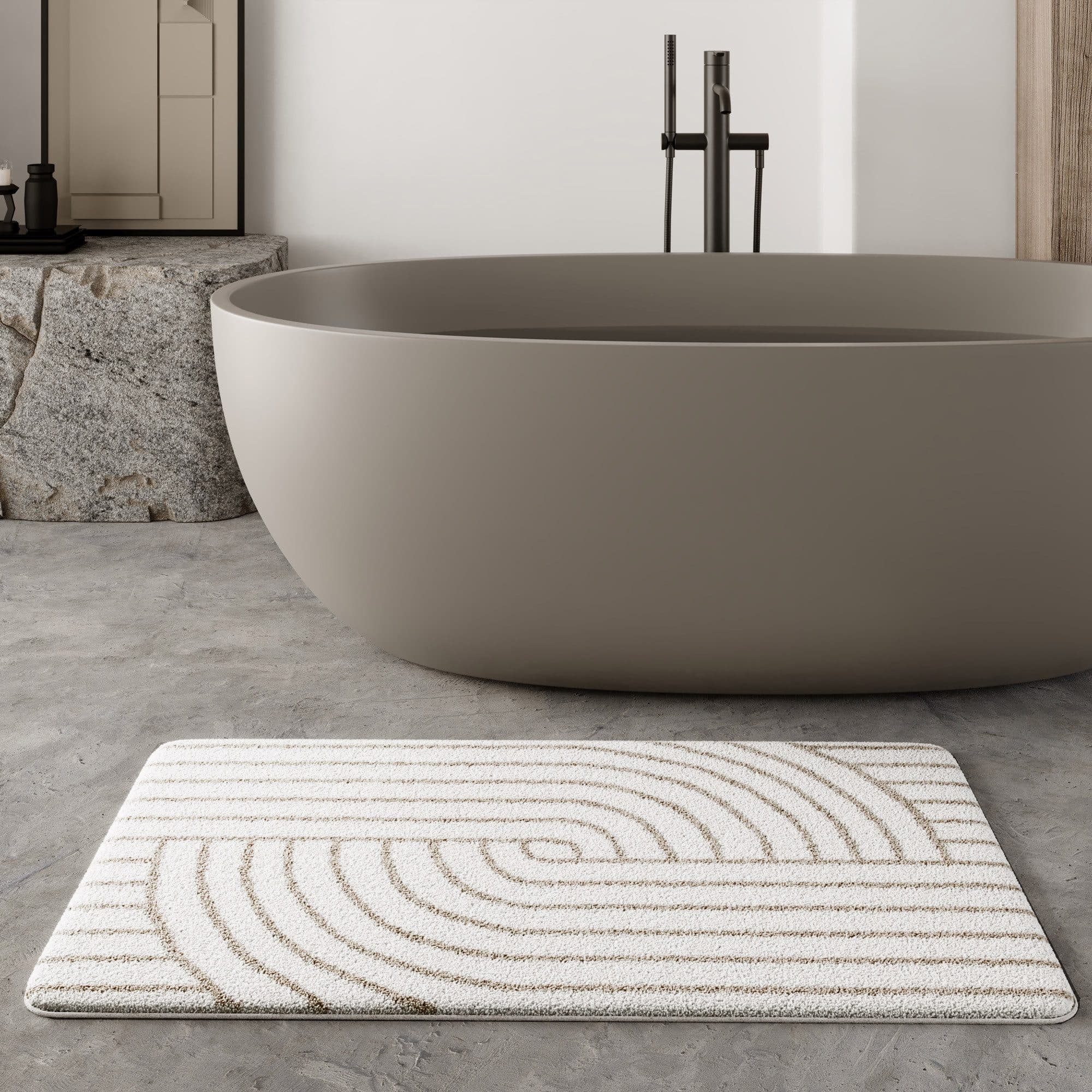 WECON HOME BASICS Badematte Hilda Beige Retro Muster Polyester - Bild 2