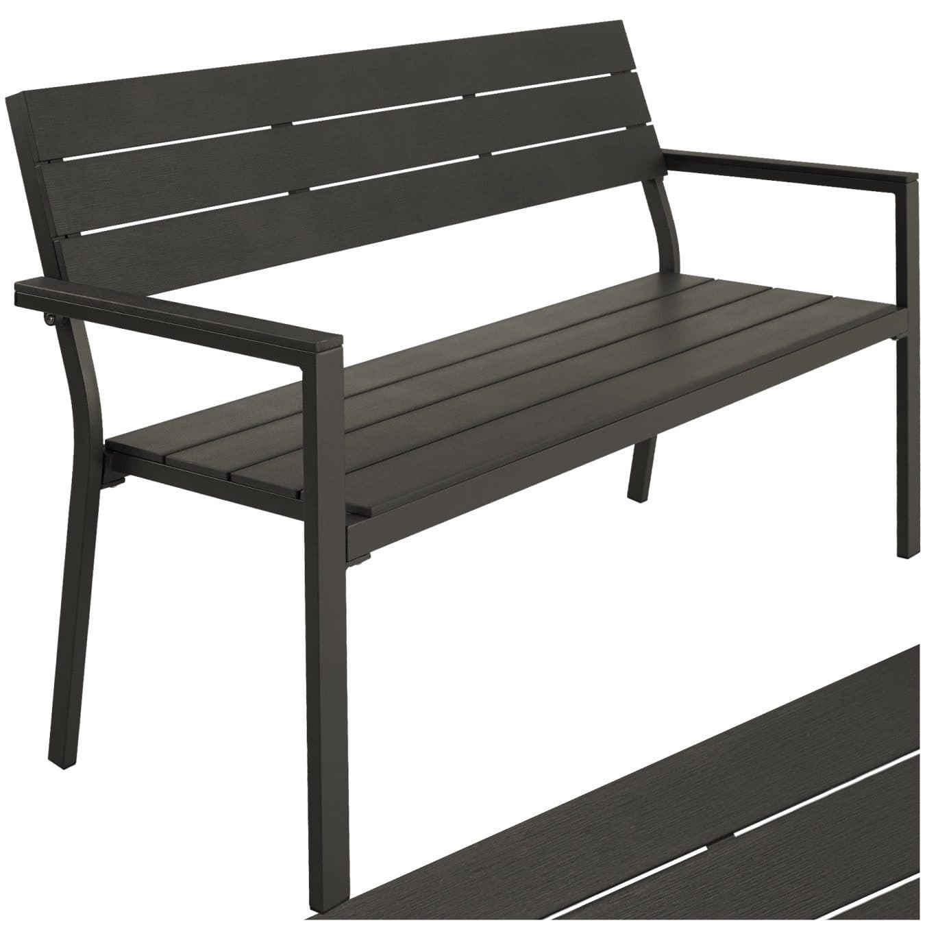 TECTAKE Gartenbank Line 2-Sitzer Aluminium Grau - Bild 2