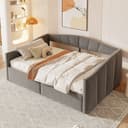 Odikalo Schlafsofa mit Bettkasten Grau Samt Bild 2
