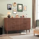 PXloue Kommode 6 Schubladen Braun Holz Sideboard Bild 2