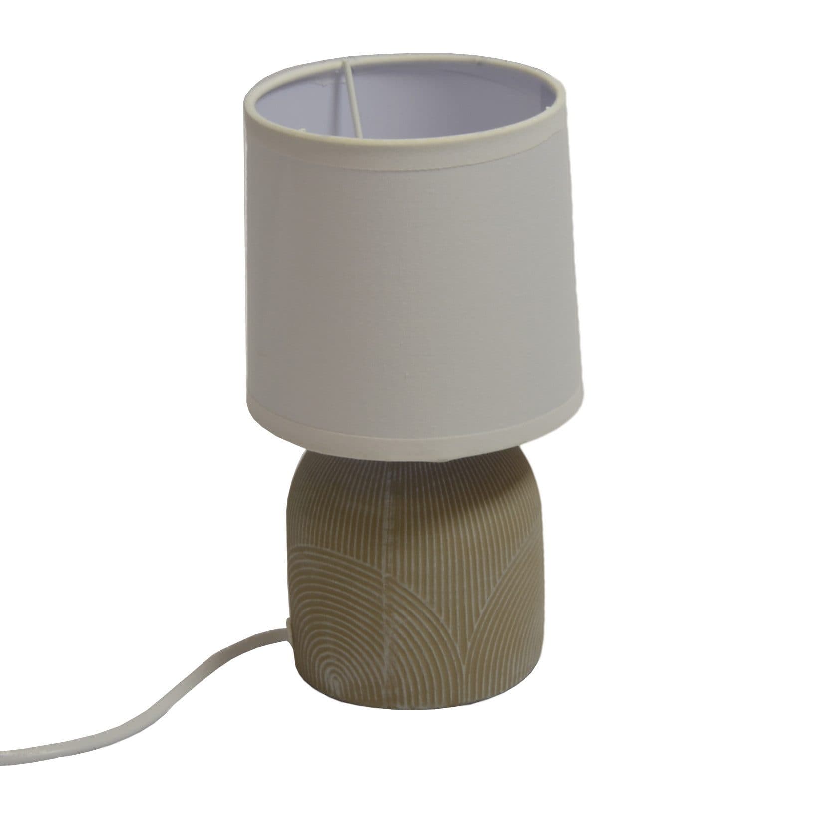 B&S Tischleuchte Keramik Stoff E14 beige