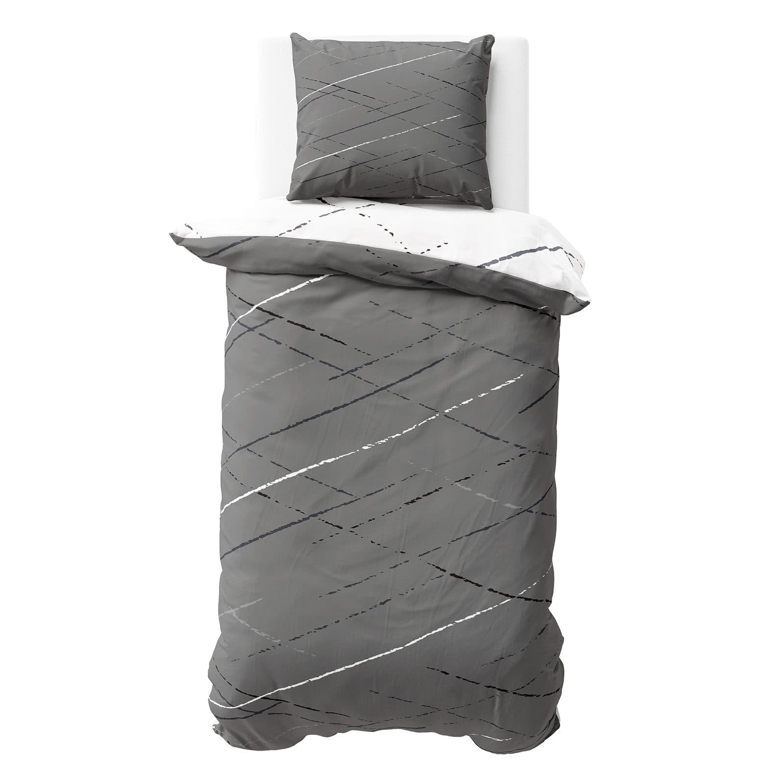 Visaggio Wendebettwäsche Polycotton Streifen Beige Grau Grün - Bild 2