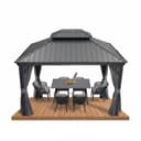 PURPLE LEAF Pavillon Gartenpavillon Grau Stahldach Hardtop Gazebo Bild 2