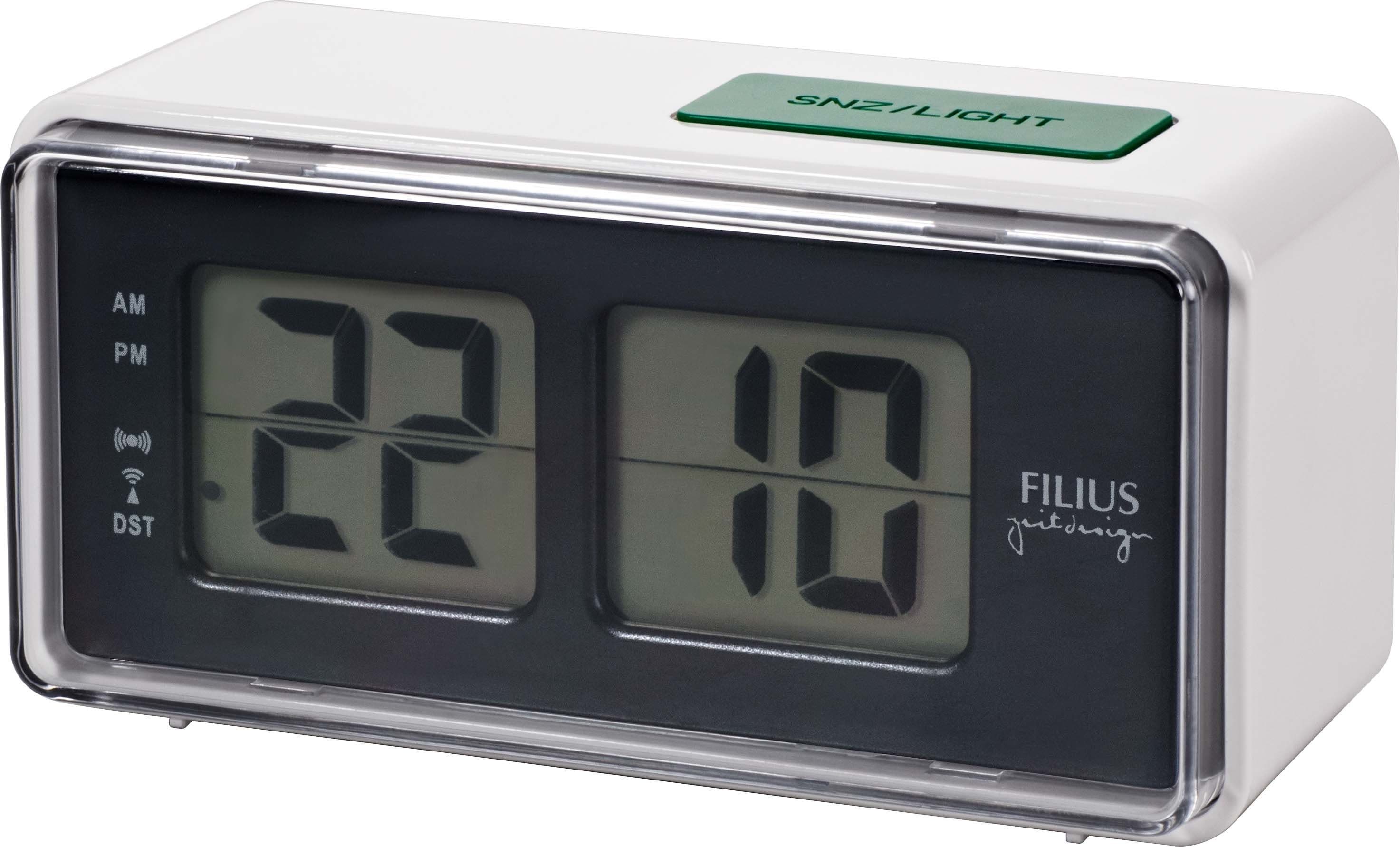FILIUS ZEITDESIGN Funkwecker 0530-0 Weiß Digital mit Beleuchtung