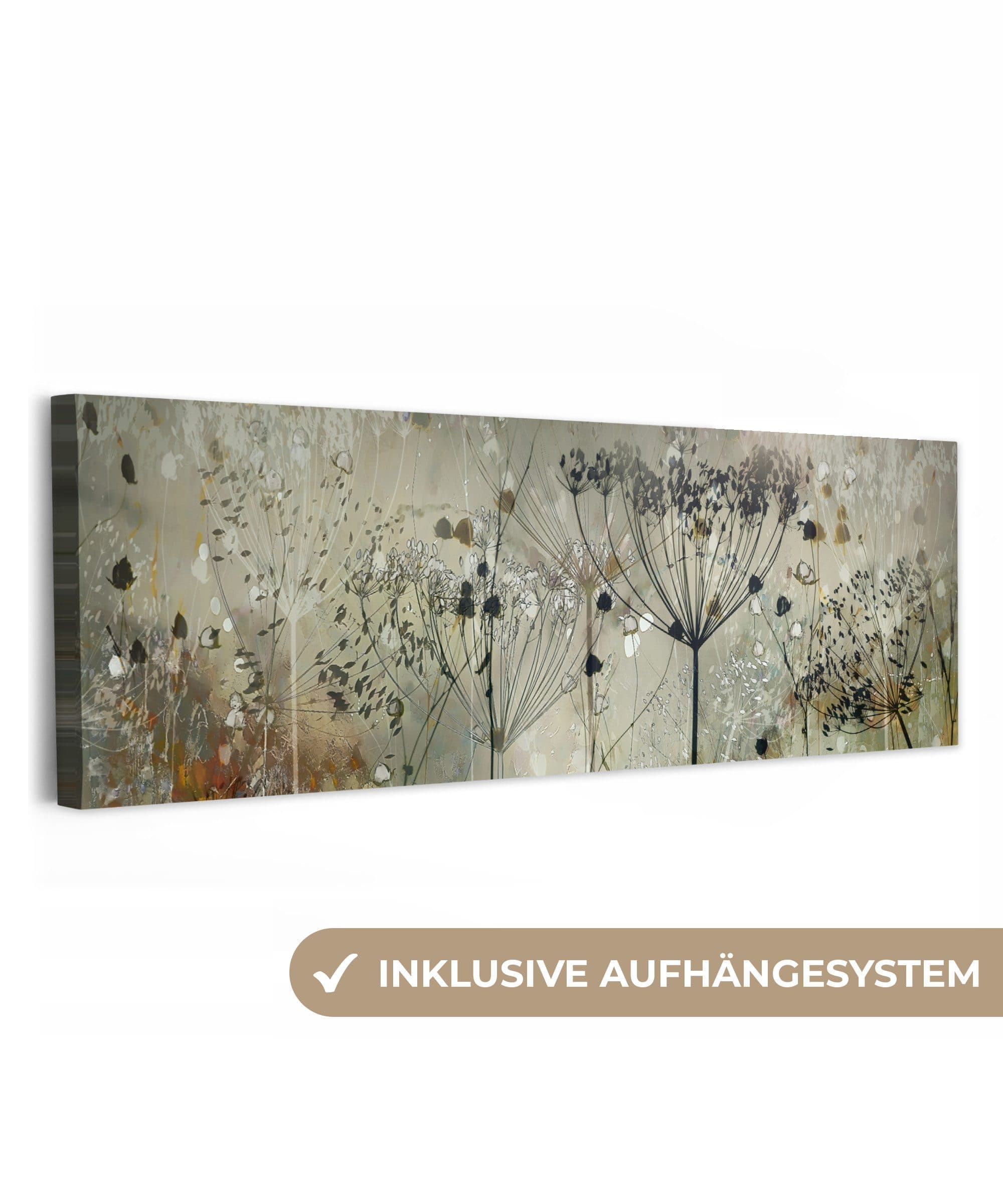 OneMillionCanvasses® Leinwandbild Panorama Blumen Grau Natur Kunst Fotodruck Wandbild - Bild 2