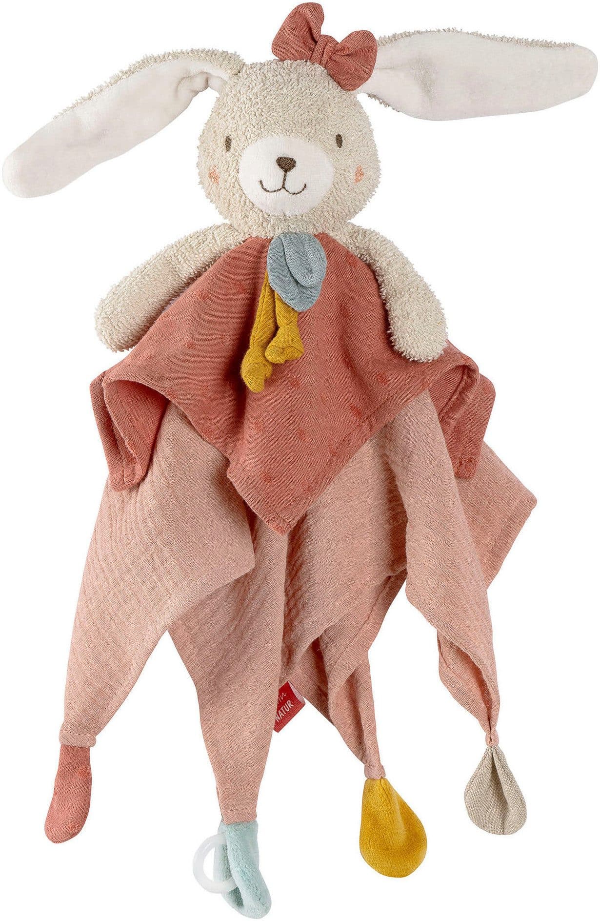 Fehn Schmusetuch fehnNATUR Hase Rosa mit Schnullerring - Bild 2