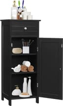KOMFOTTEU Badschrank mit Schublade Schwarz 35x30x87 cm Bild 2