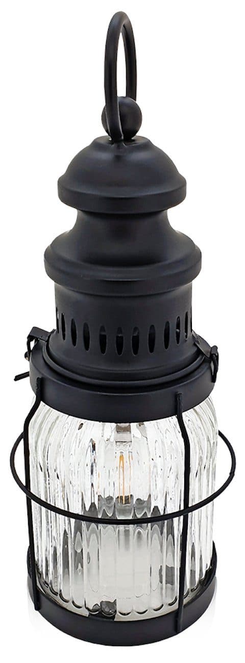technoline LED Laterne T 9500 Schwarz Metall Glas Windlichtoptik