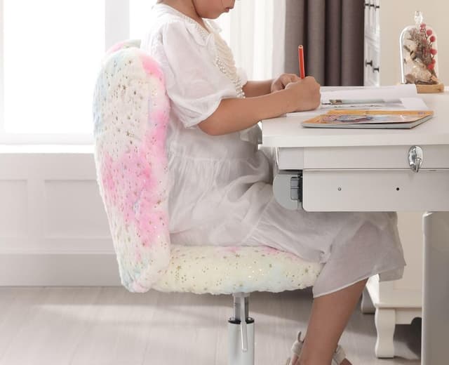 WAHSON OFFICE CHAIRS Kinderstuhl aus Kunstfell - Höhenverstellbar & Drehbar