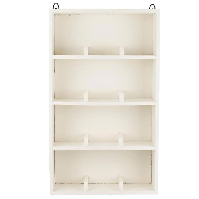 Wandregal mit 4 Ablagen und 12 Fächern - Weißes Holzdesign