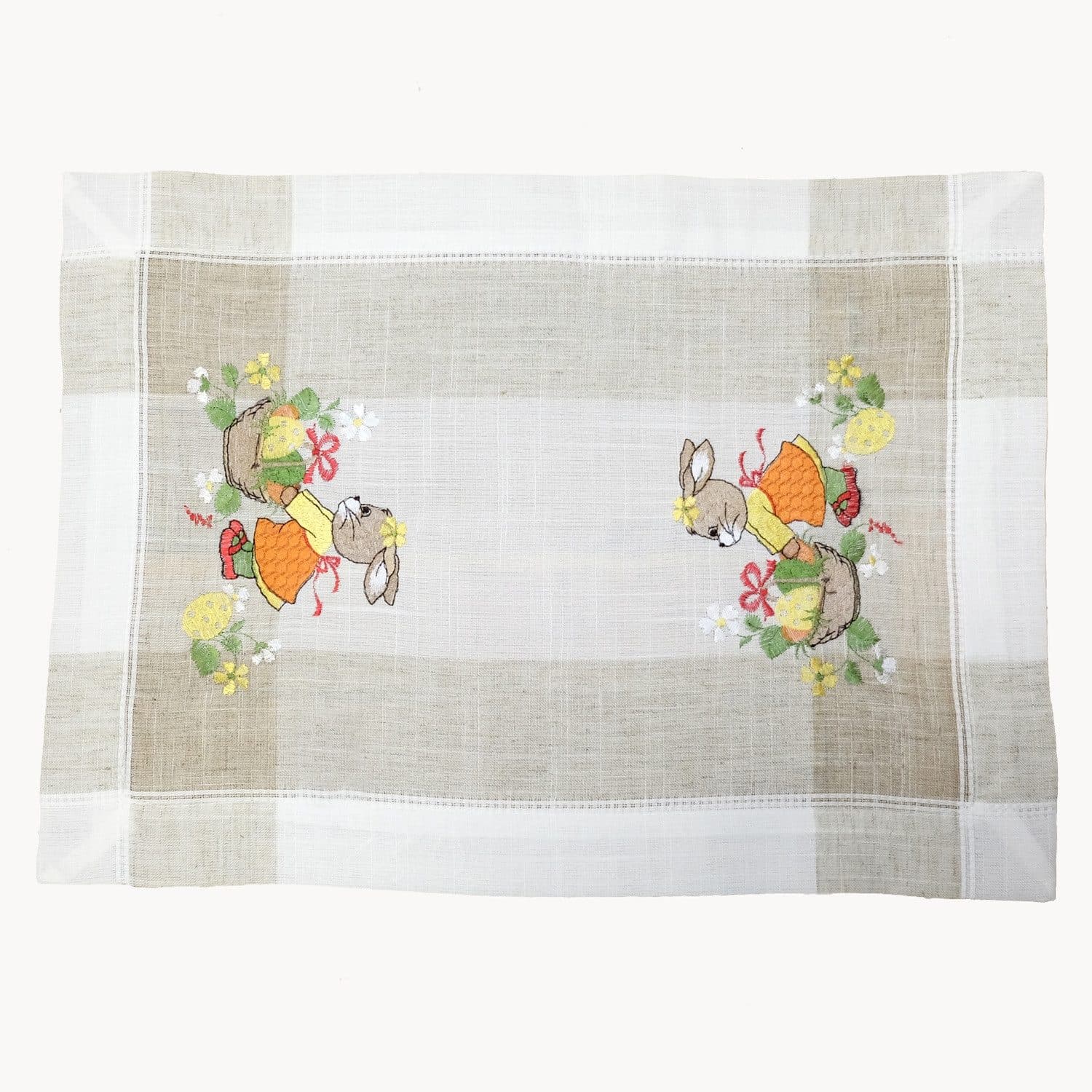 texpot Tischdecke Stickerei Hasenmädchen Beige Ostern