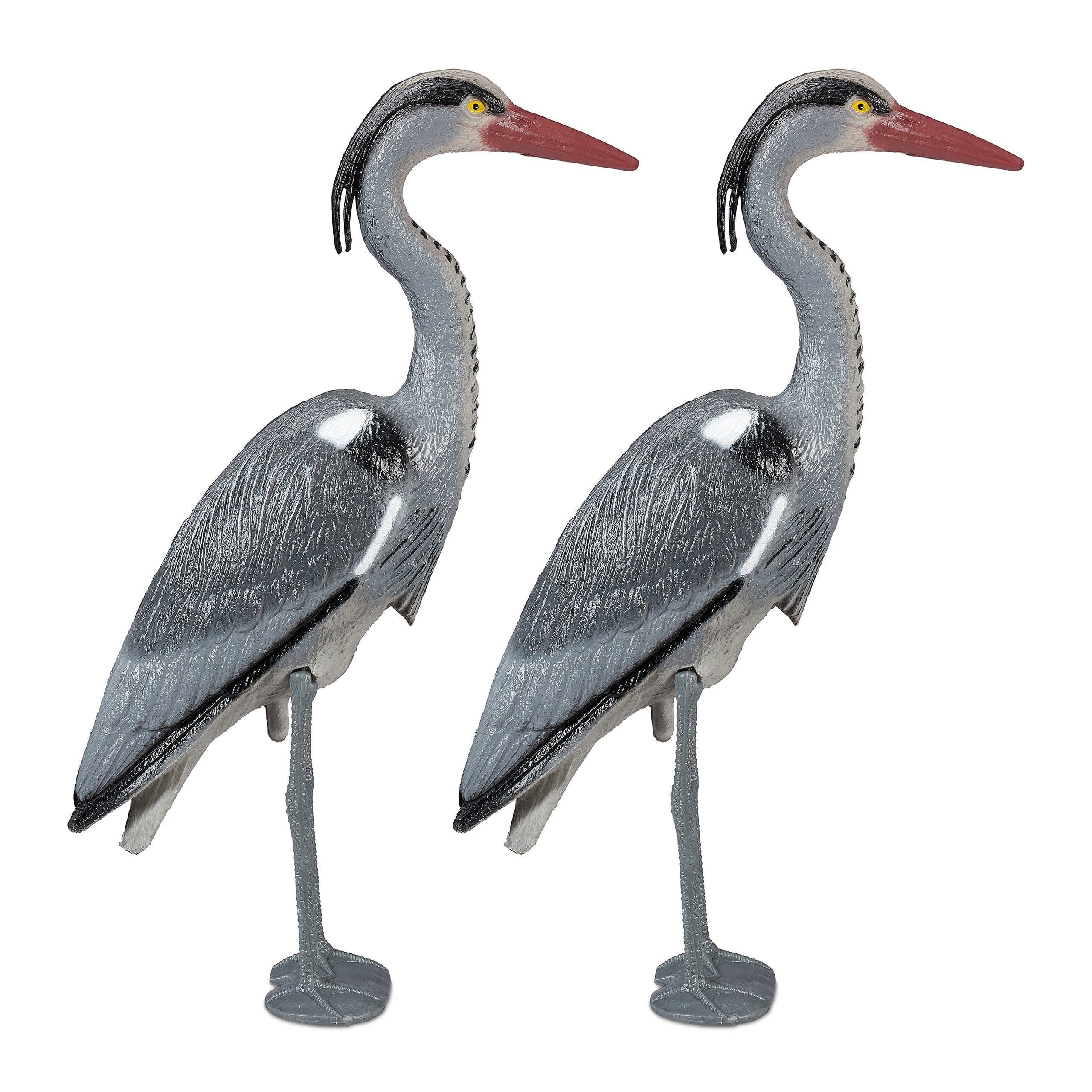 RELAXDAYS Gartenfigur Reiher 2er Set Grau Schwarz Rot - Bild 2