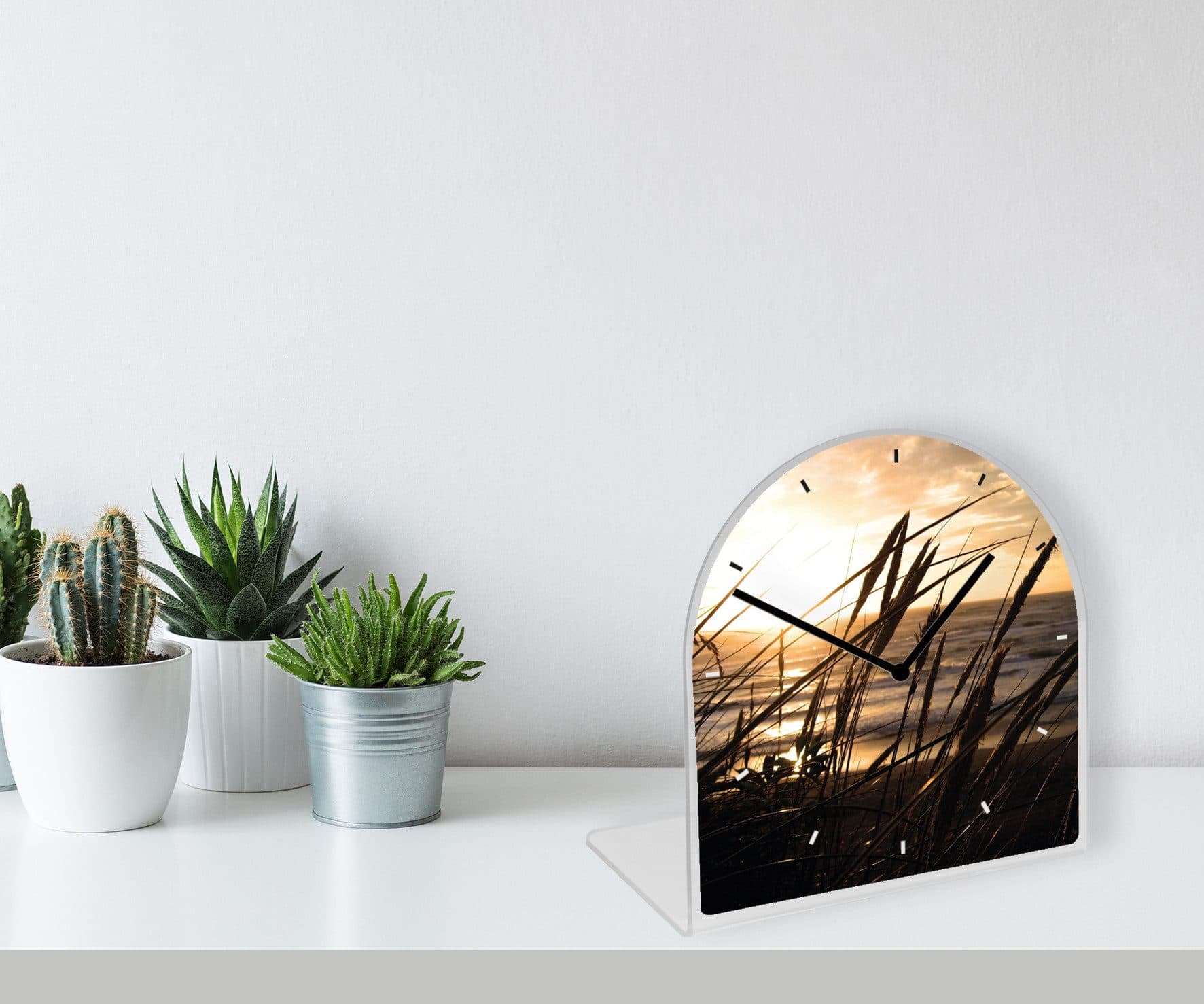 Tischuhr QUEENCE "Gräser und Dünen auf Sylt" Beige 3D-Druck - Bild 2