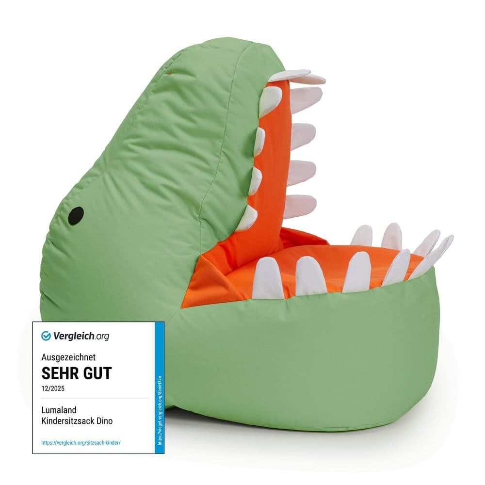 Lumaland Sitzsack Kinder Dino Kissen Pastellgrün Pflegeleicht - Bild 2