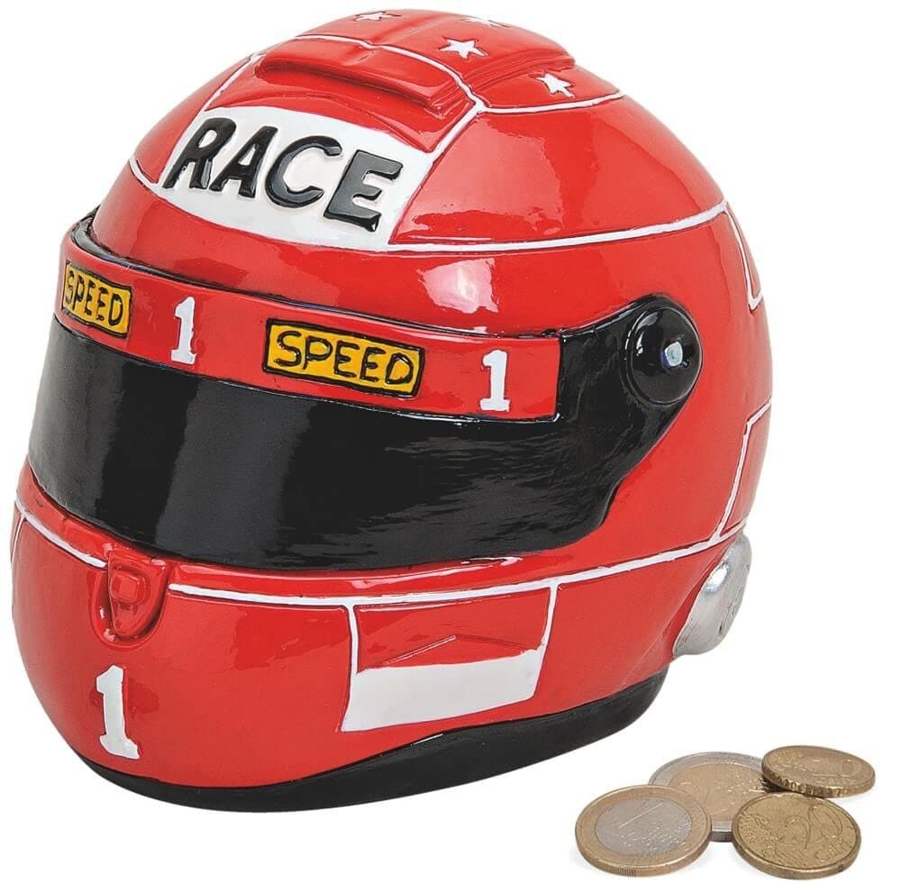 matches21 HOME & HOBBY Spardose Motorradhelm Rot Polyresin