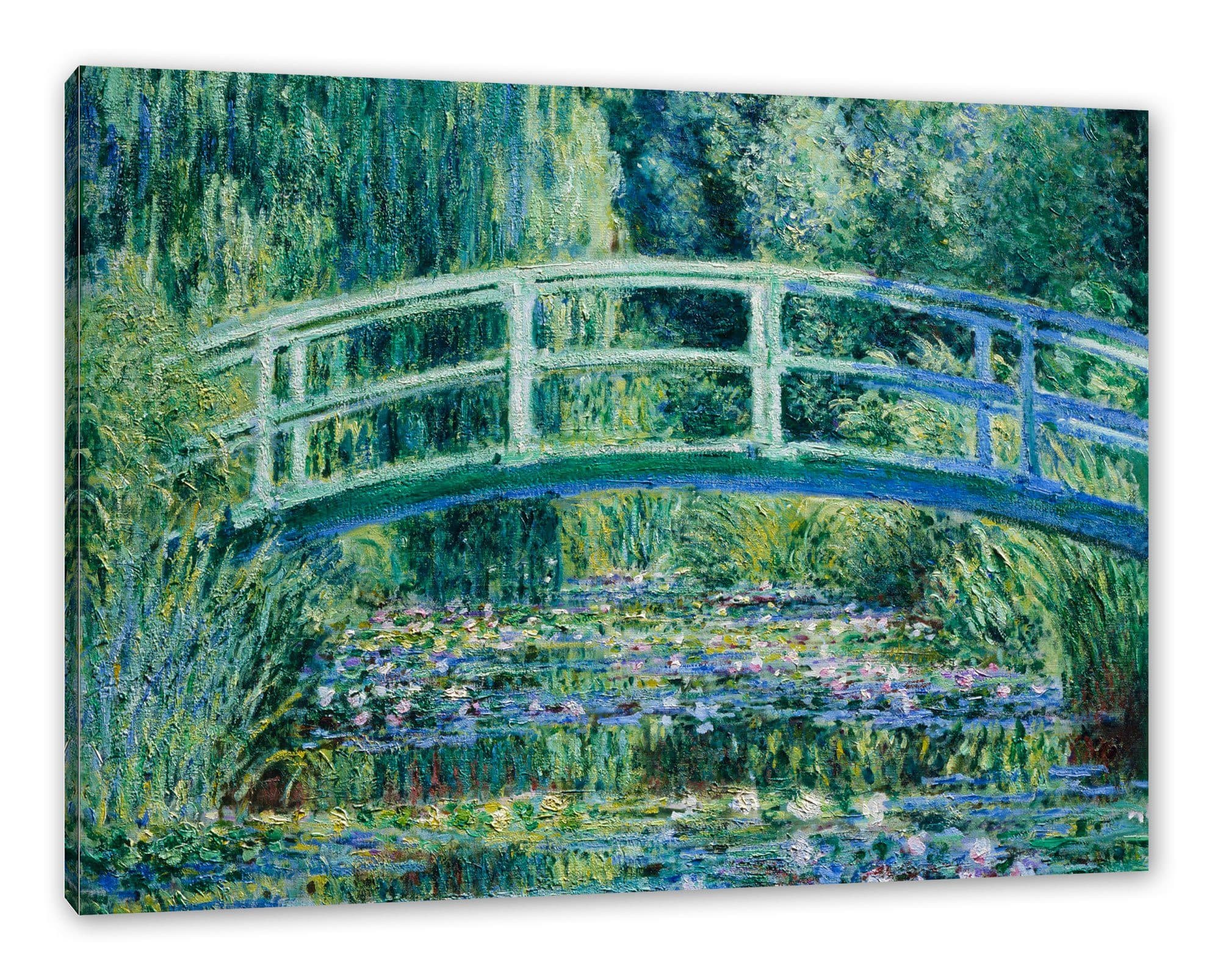 Pixxprint Leinwandbild Claude Monet Seerosen und japanische Brücke Bunt - Bild 2