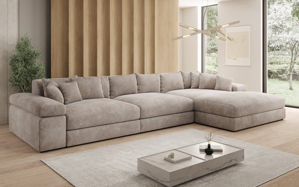 Luxusbetten24 Sofa Designer Sofa Bernardo L Maxi Cord Beige - Bild 2