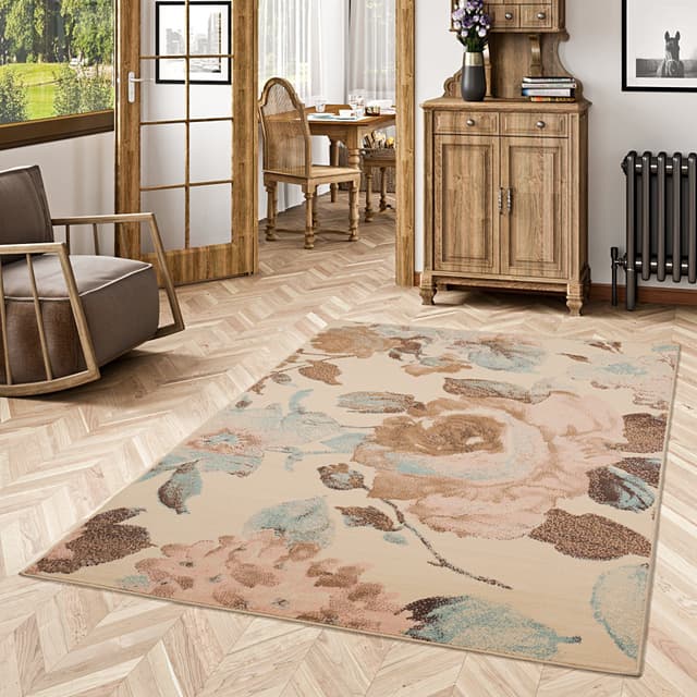 Pergamon Designteppich Klassik Trendline Rosen - Velours Teppich