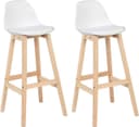 Woltu Barhocker 2er Set Weiß Massivholz Kunstleder Bild 2