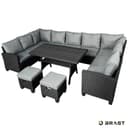 BRAST Gartenlounge-Set Family 11-tlg. Grau/Schwarz Polyrattan Bild 2
