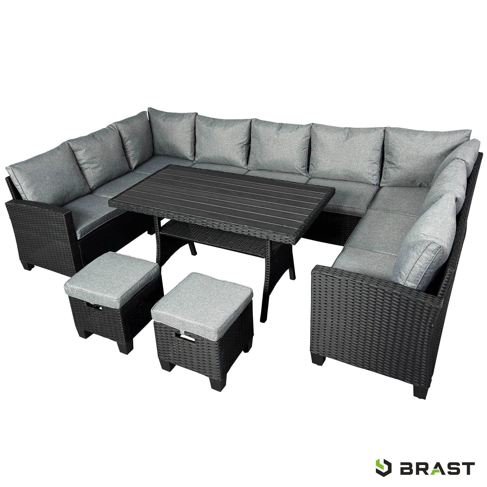 BRAST Gartenlounge-Set Family 11-tlg. Grau/Schwarz Polyrattan - Bild 2