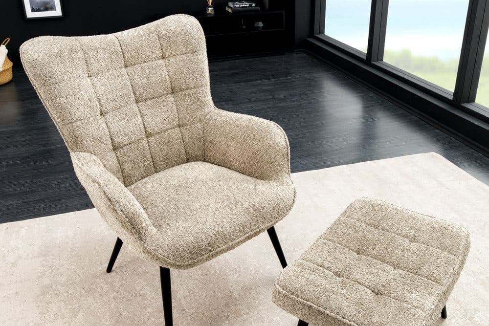 riess-ambiente Sessel SCANDINAVIA Beige/Schwarz mit Armlehnen - Bild 2