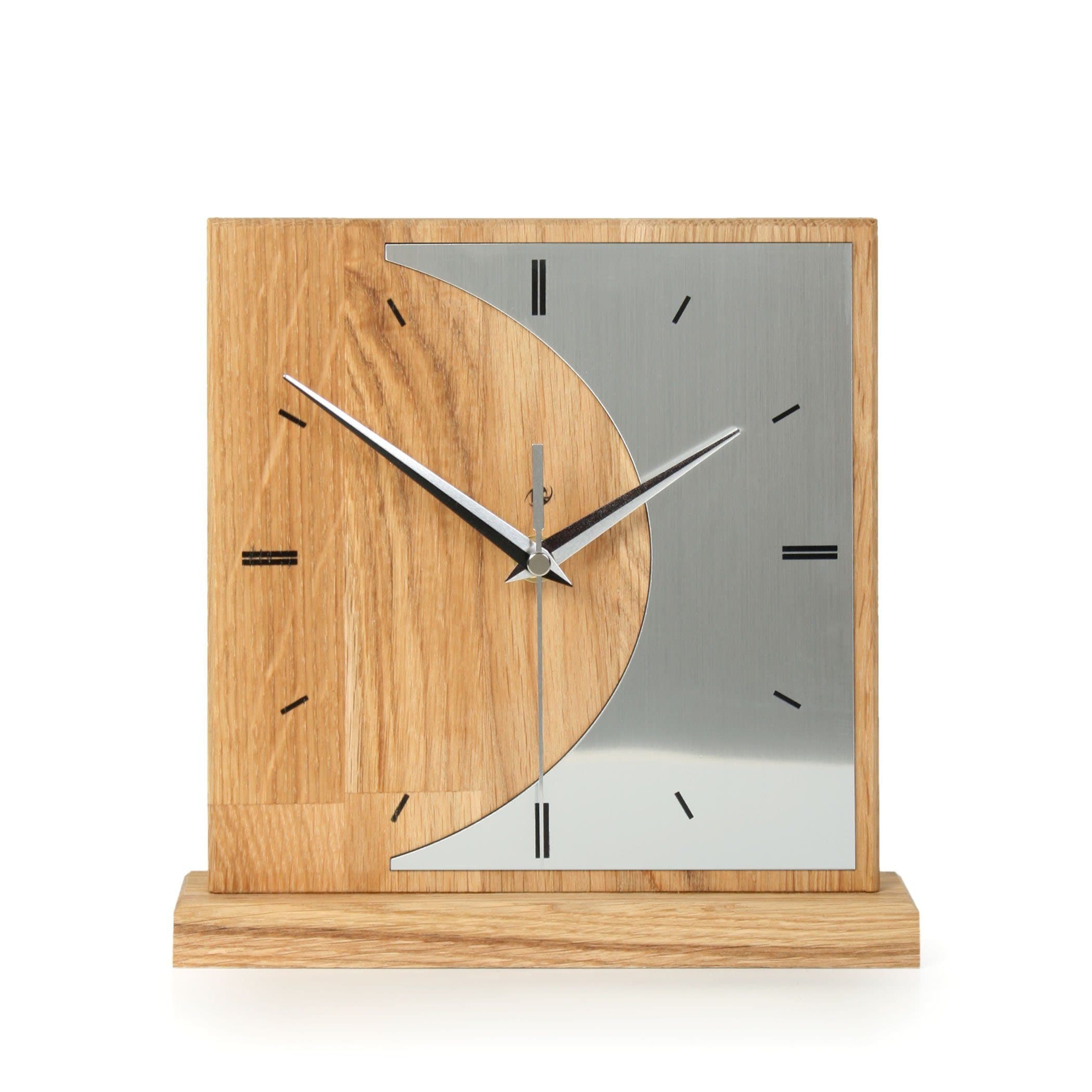 Kreative Feder Standuhr Silvermoon Massivholz Aluminium Modern - Bild 2