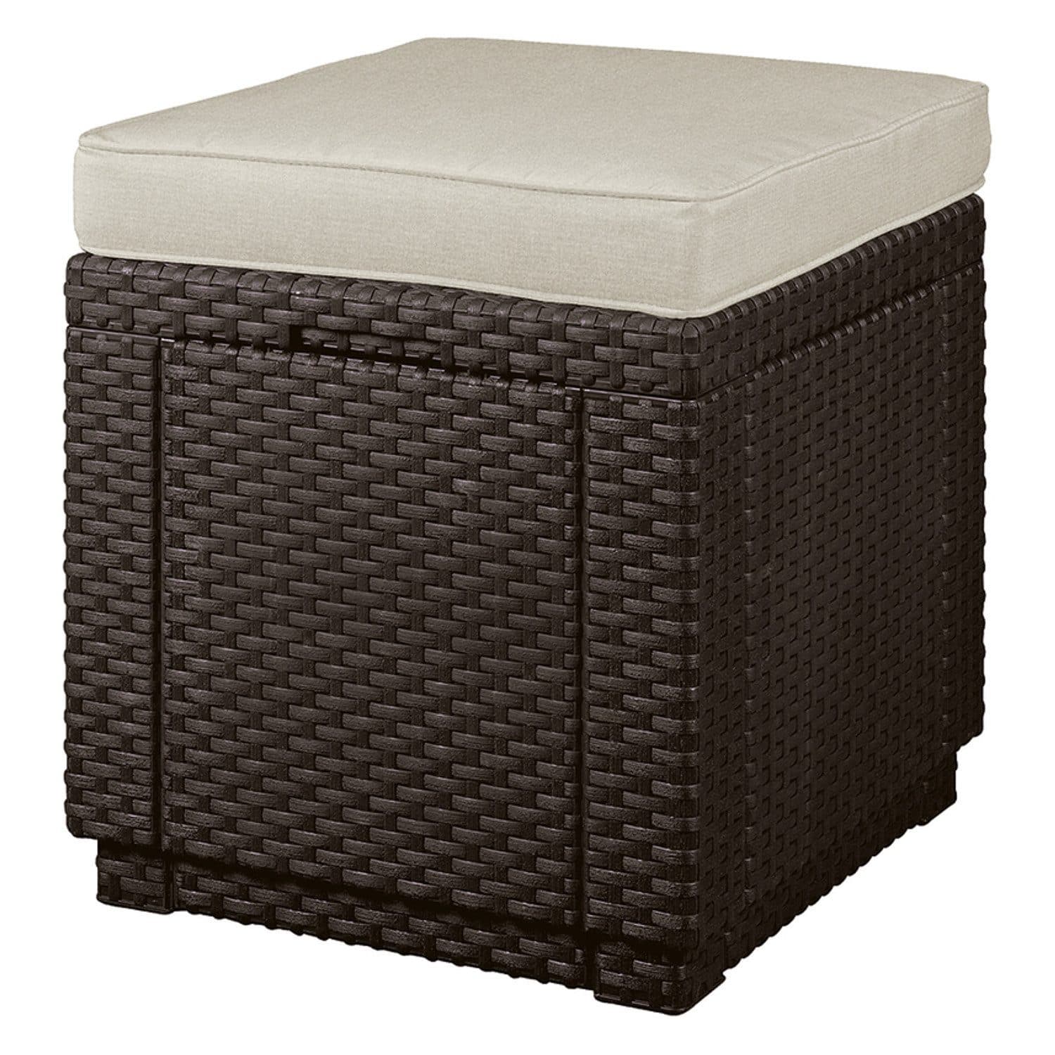 Keter Cube Hocker mit Kissen und Stauraum Braun