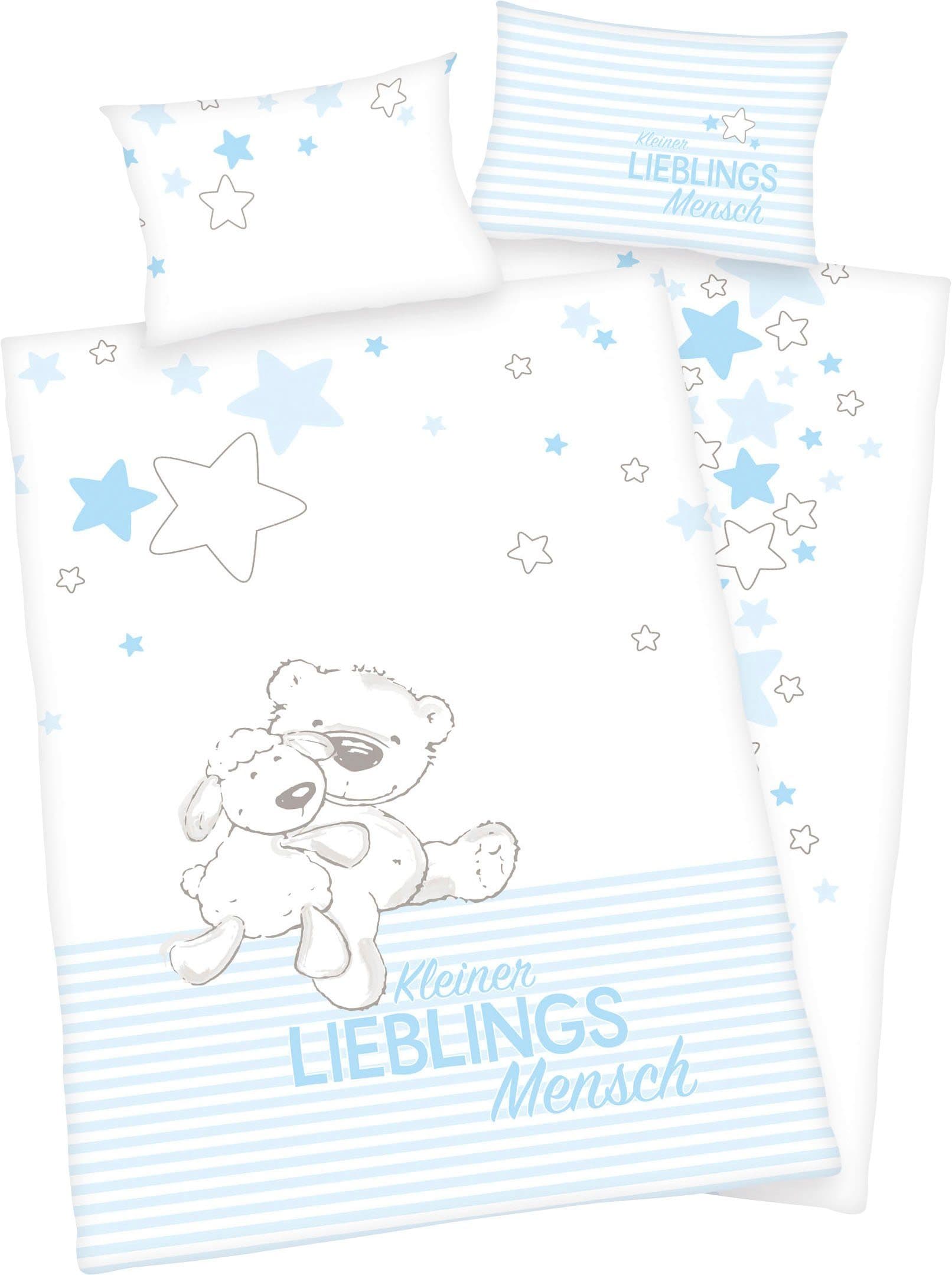 Babybettwäsche BABY BEST Kleiner Lieblingsmensch Blau Flanell - Bild 2