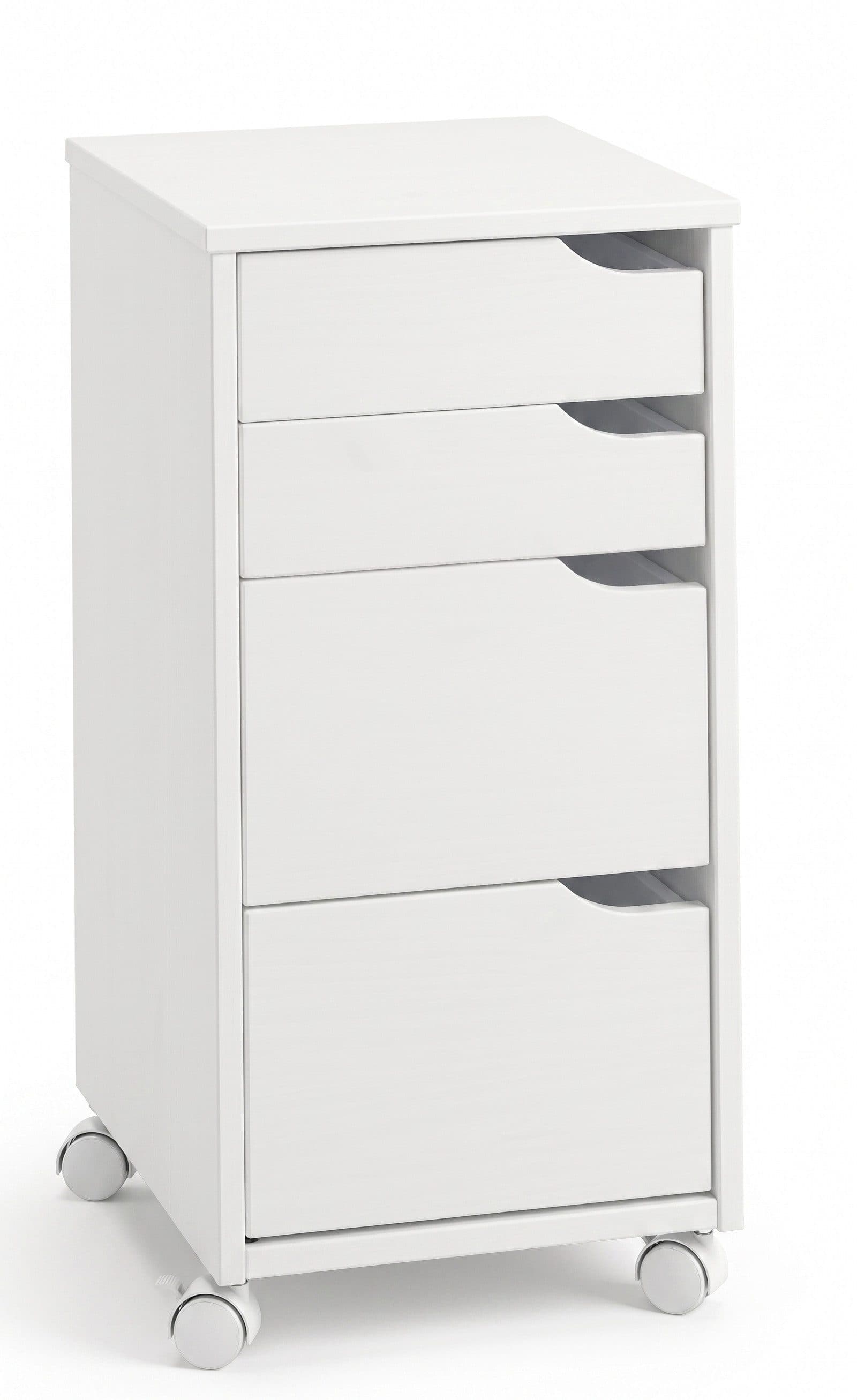 kamelshopping Rollcontainer Massivholz Kiefer Weiß 4 Schubladen - Bild 2