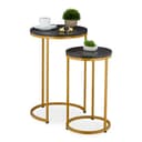 relaxdays Satztisch 2er Set Marmoroptik & Metall Schwarz-Gold Bild 2