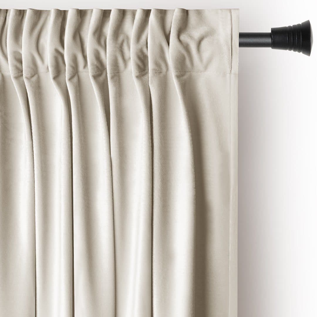 Restilo Kräuselband Gardine Verdunkelnd Samt Beige mit Raffhalter - Bild 2