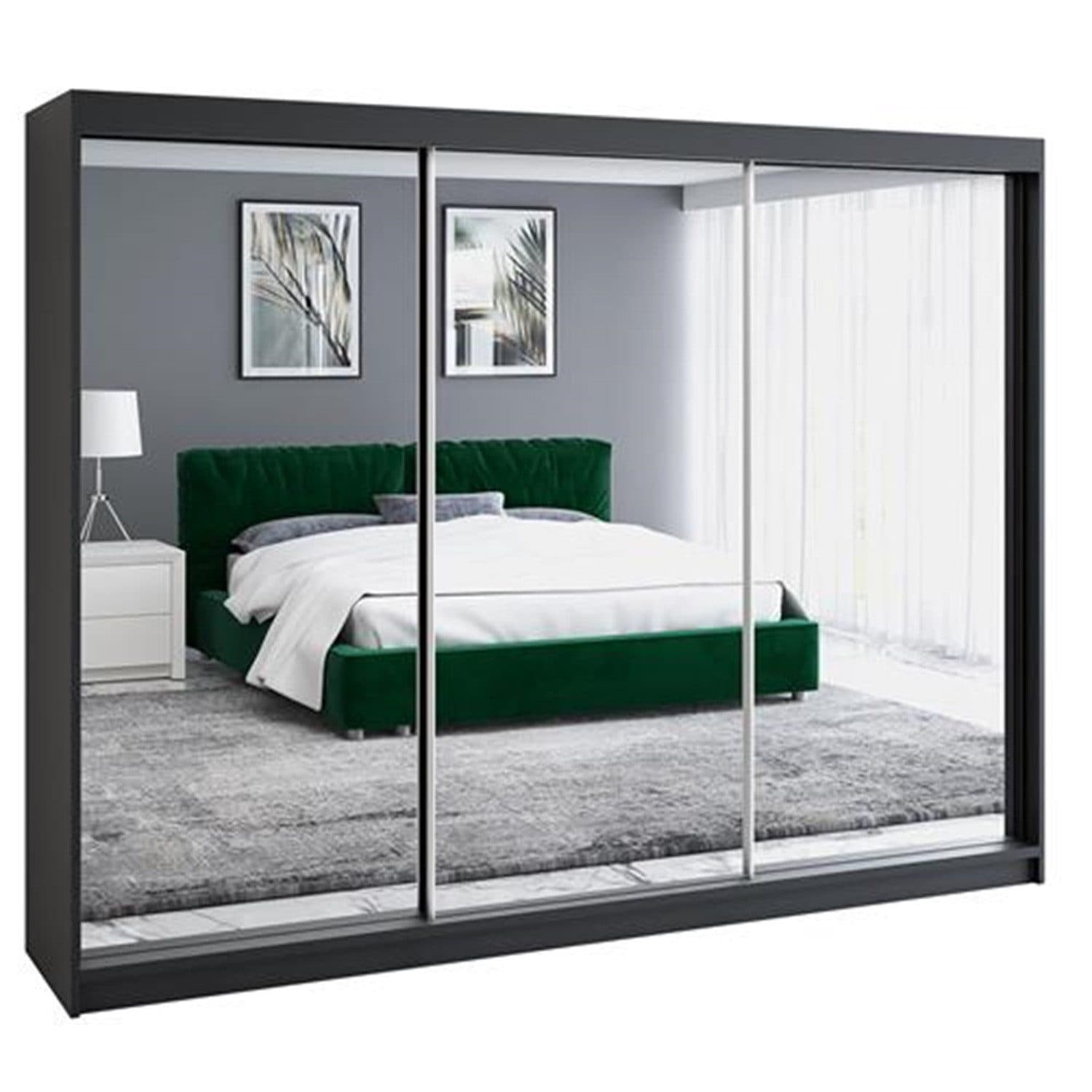 A&J MöbelLand Schiebetürenschrank ULMA 3-türig Schwarz - Bild 2
