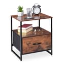 relaxdays Nachttisch Industrial mit Schublade Schwarz/Braun Bild 2