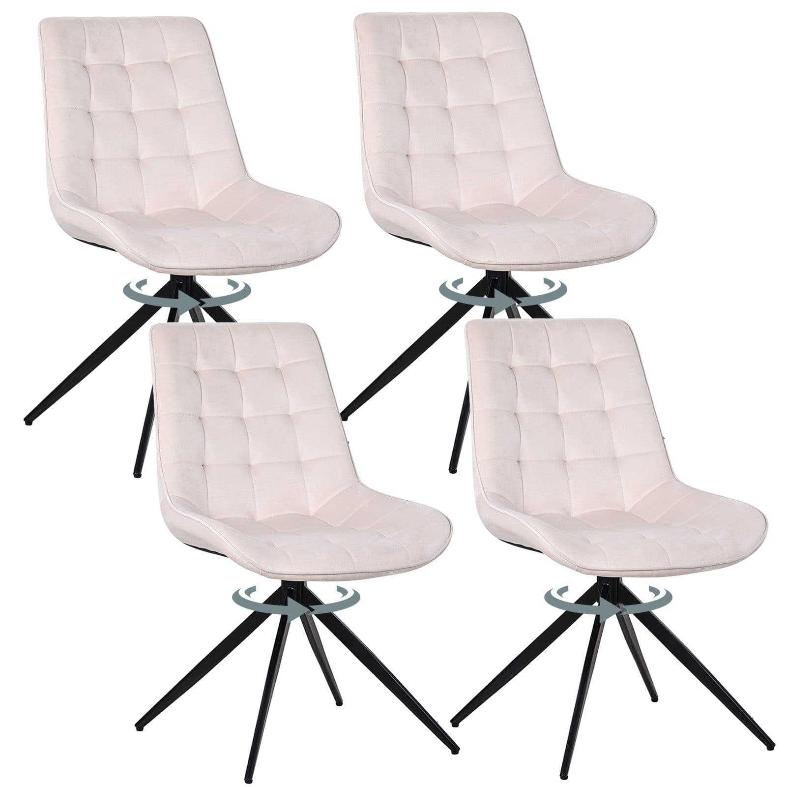 HOMAVO Esszimmerstuhl YZ4 Weiß Samt 360° drehbar mit Schaumstoff - Bild 2