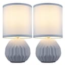 GLOBO LIGHTING Tischleuchte 2er Set Blau Keramik Textil Bild 2