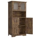 GarveeMore Hochschrank Grau 4 Türen Milchglastüren Bild 2