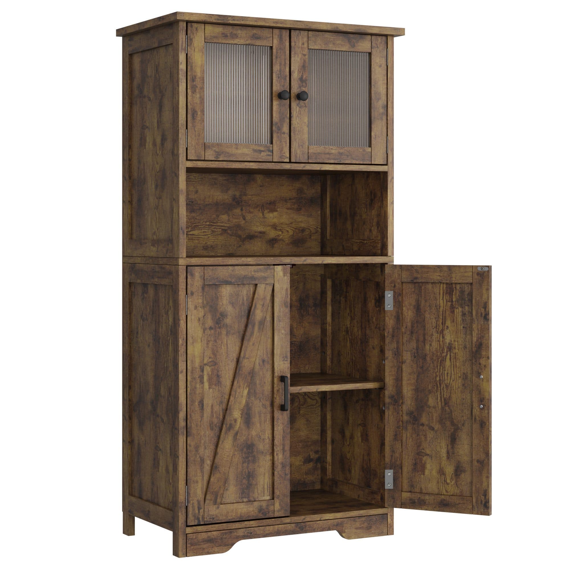 GarveeMore Hochschrank Grau 4 Türen Milchglastüren - Bild 2