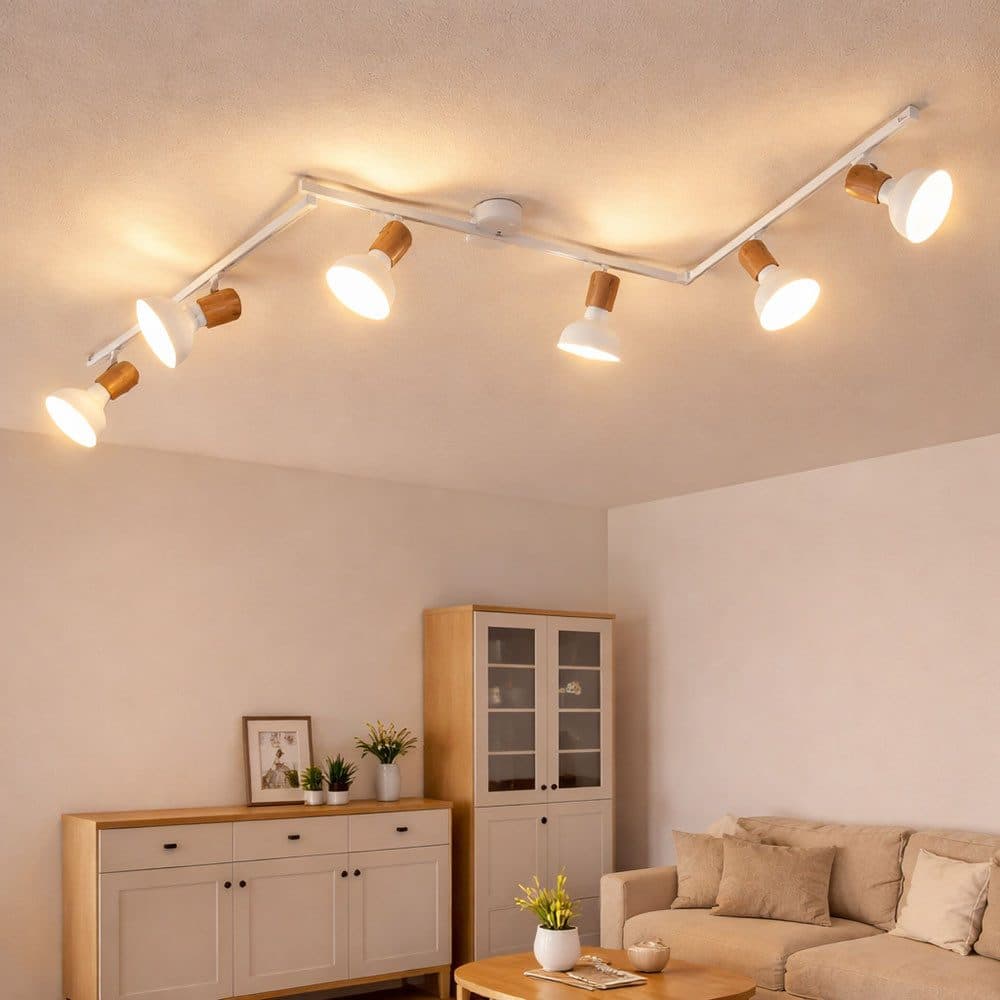 WOFI LED Deckenspot 6-flammig Weiß Holzoptik - Bild 2