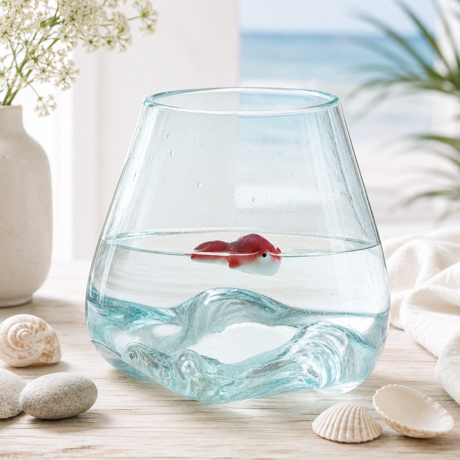 MARELIDA Schwimmender Dekofisch Teichdeko Porzellan Rot Gold 7cm - Bild 2