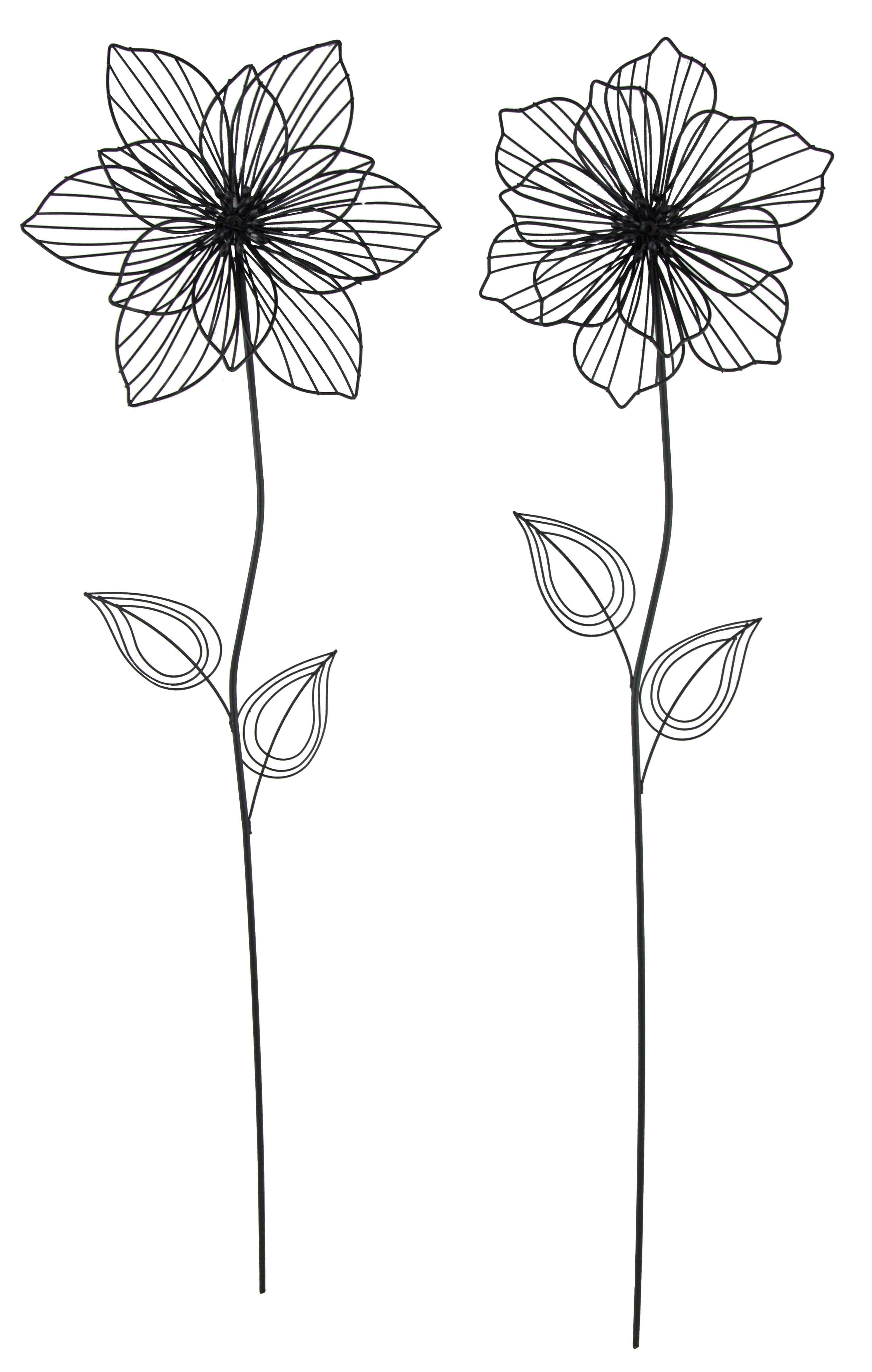 Posiwio Gartenstecker 2er Set Blume Schwarz Modern - Bild 2