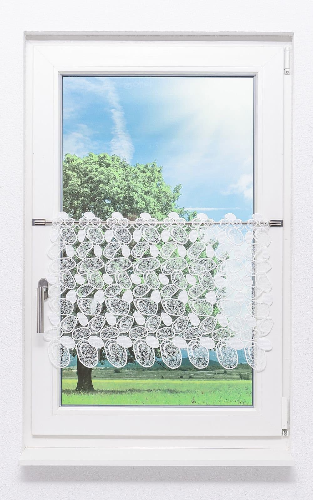Plauener Spitze® Scheibengardine Kieselsteine Transparent Weiß - Bild 2