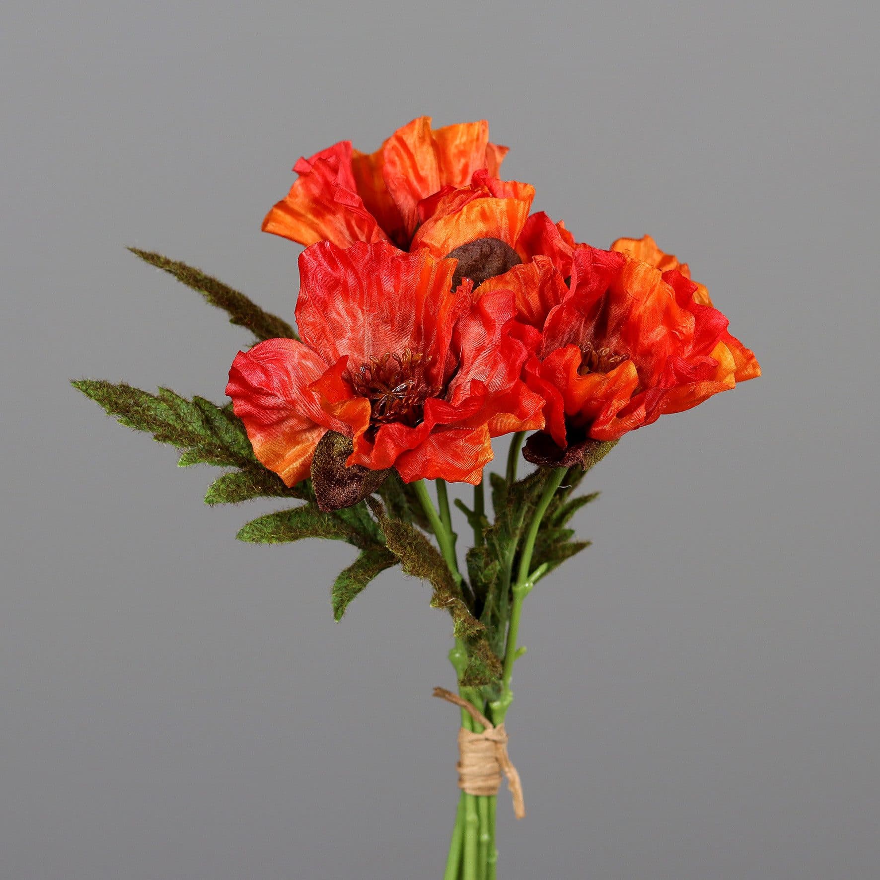 Seidenblumen Roß Kunstblume Mohnbund 5 Blüten Orange