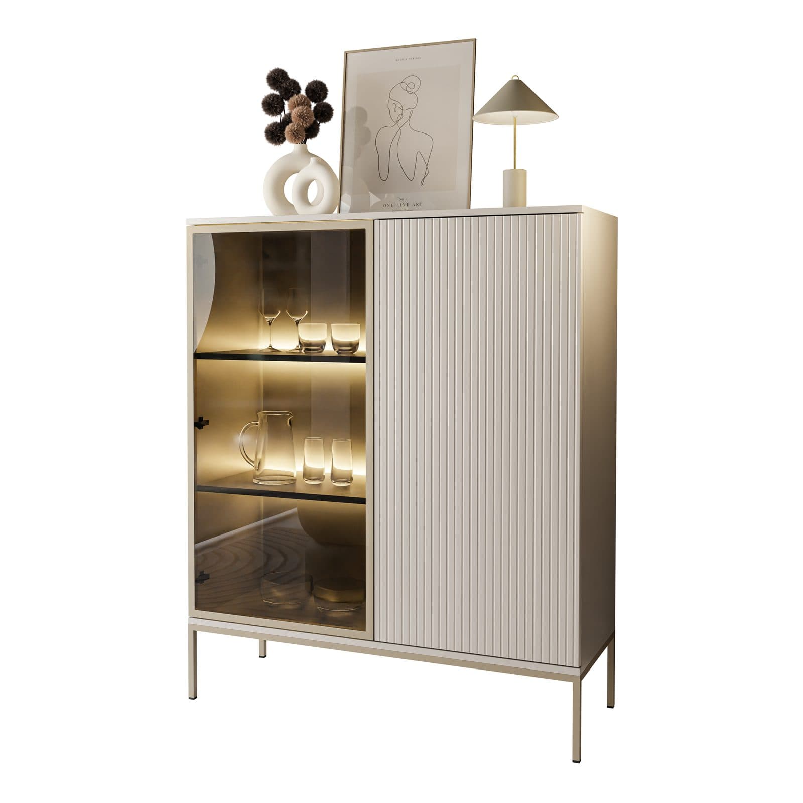 Lookway Vitrine ECLIPSE WT104 Kaschmir LED-Beleuchtung - Bild 2
