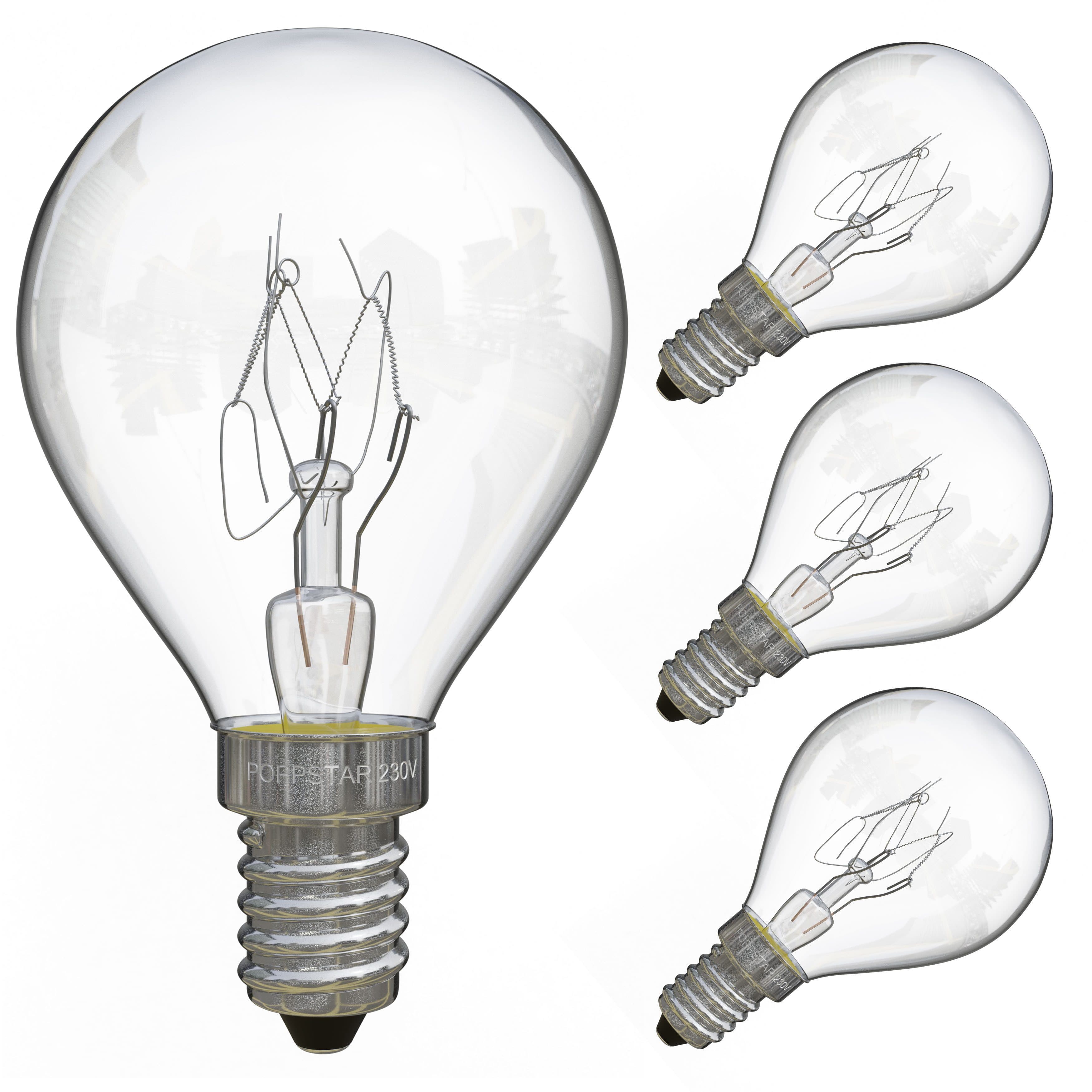Poppstar Ofenlampe E14 25W 4er Pack Warmweiß Dimmbar