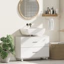 HOMCOM Waschbeckenunterschrank Badezimmerschrank mit 2 Schubladen Weiß Bild 2