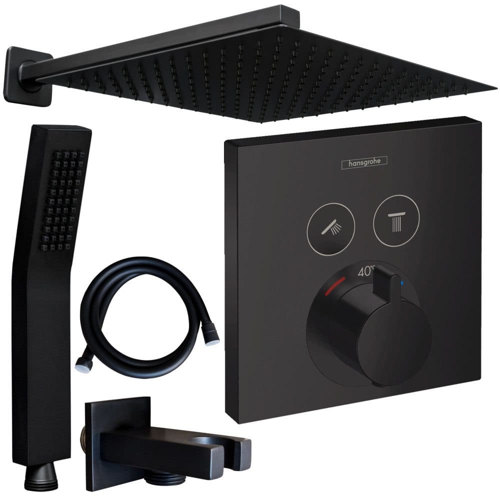 Hansgrohe und Jowi Duscharmatur ShowerSelect Unterputz Thermostat Schwarz Set