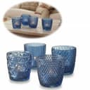 LS-LebenStil Teelichthalter 4'er Set Retro-Blau Kristall-Ornament Bild 2
