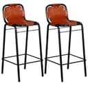 vidaXL Barhocker 2 Stk. Echtleder Braun/Schwarz Industrie-Look Bild 2